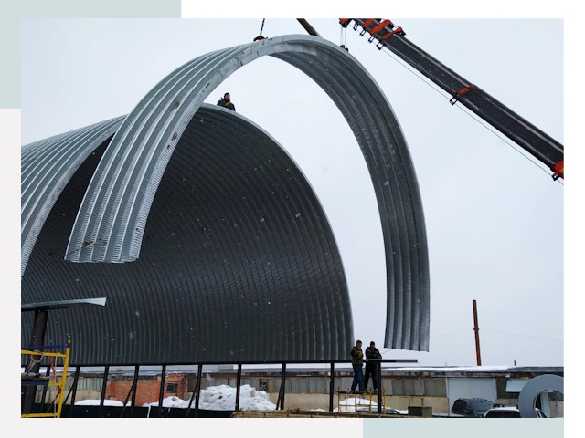 Полукруглые ангары в Губкине